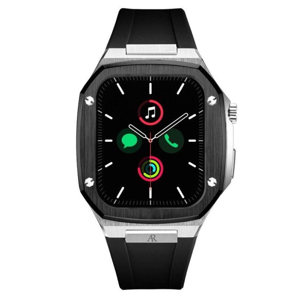 Asorock Watches Silver/Black Rubber Smartwatch Case (7 Series) Mens watch